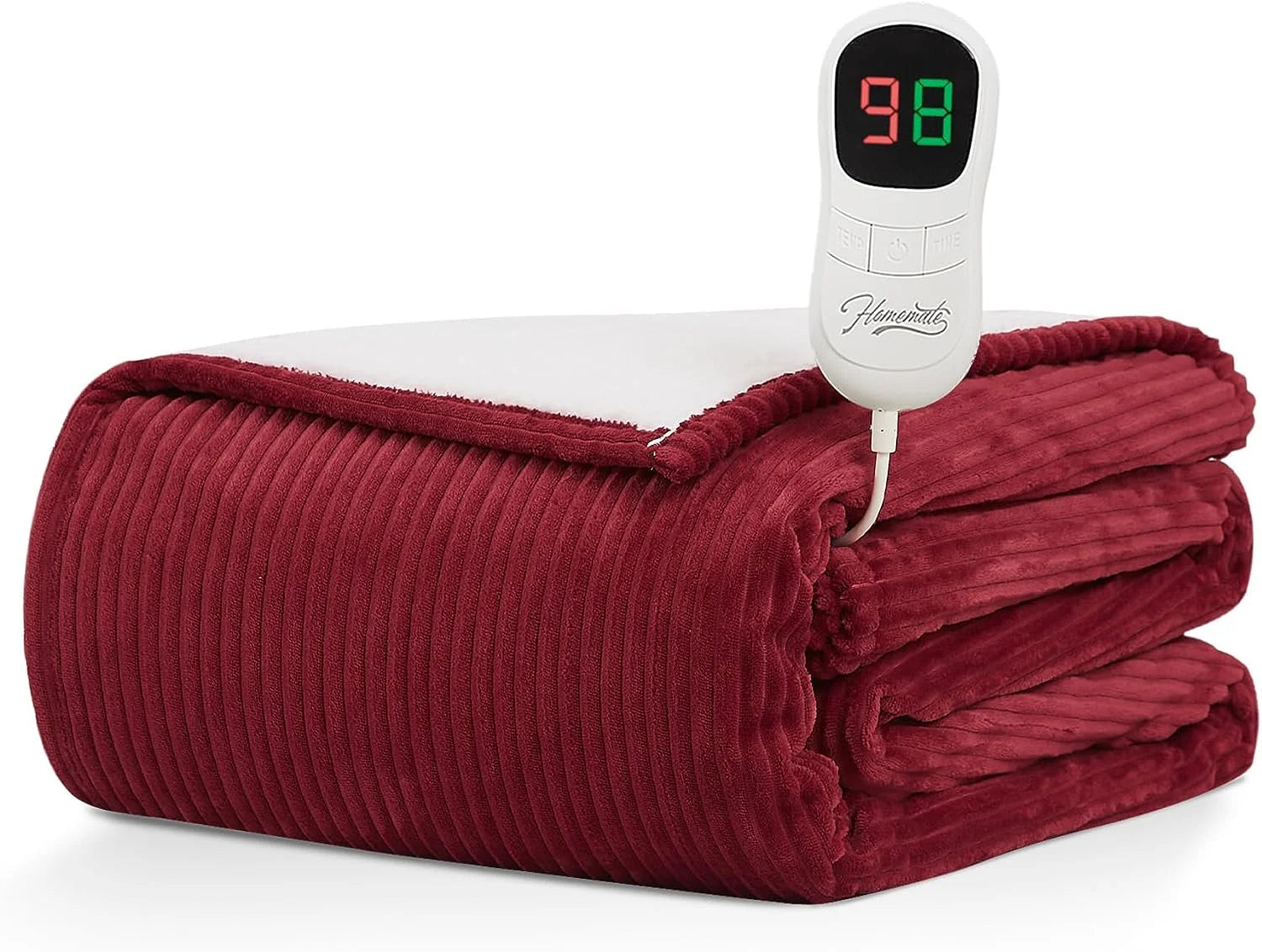 Electric Heated Throw Blanket, Flannel & Sherpa Cozy Soft Electric Throw with 5 Heat Settings & 4 Hours Auto -Off, 50X60 Inch, Red