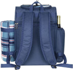 Picnic Backpack for 4 Person with Blanket, Insulated Leakproof Cooler Compartment, Wine Holder, Cutlery Set, Gifts Ideals for Wedding, Housewarming, White Elephant, Bridal Showers(36079-Bl)