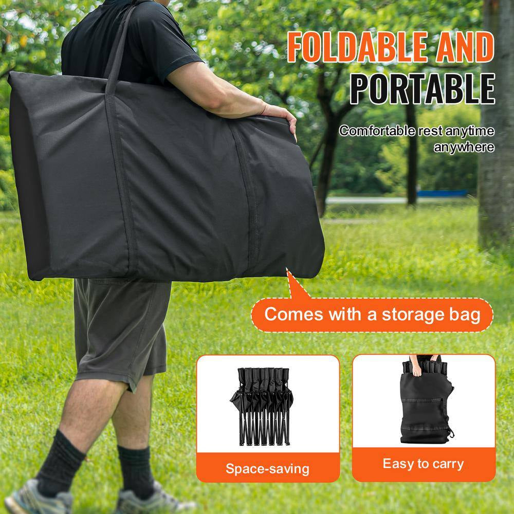 Portable Folding Bench, 6 Seats Sideline Outdoor Camping Aluminum Bench Chair with Carry Bag and Backrest, Black