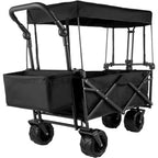3 Cu. Ft. Steel Extra Large Collapsible Garden Cart with Removable Canopy, Folding Wagon Utility Carts with Wheels