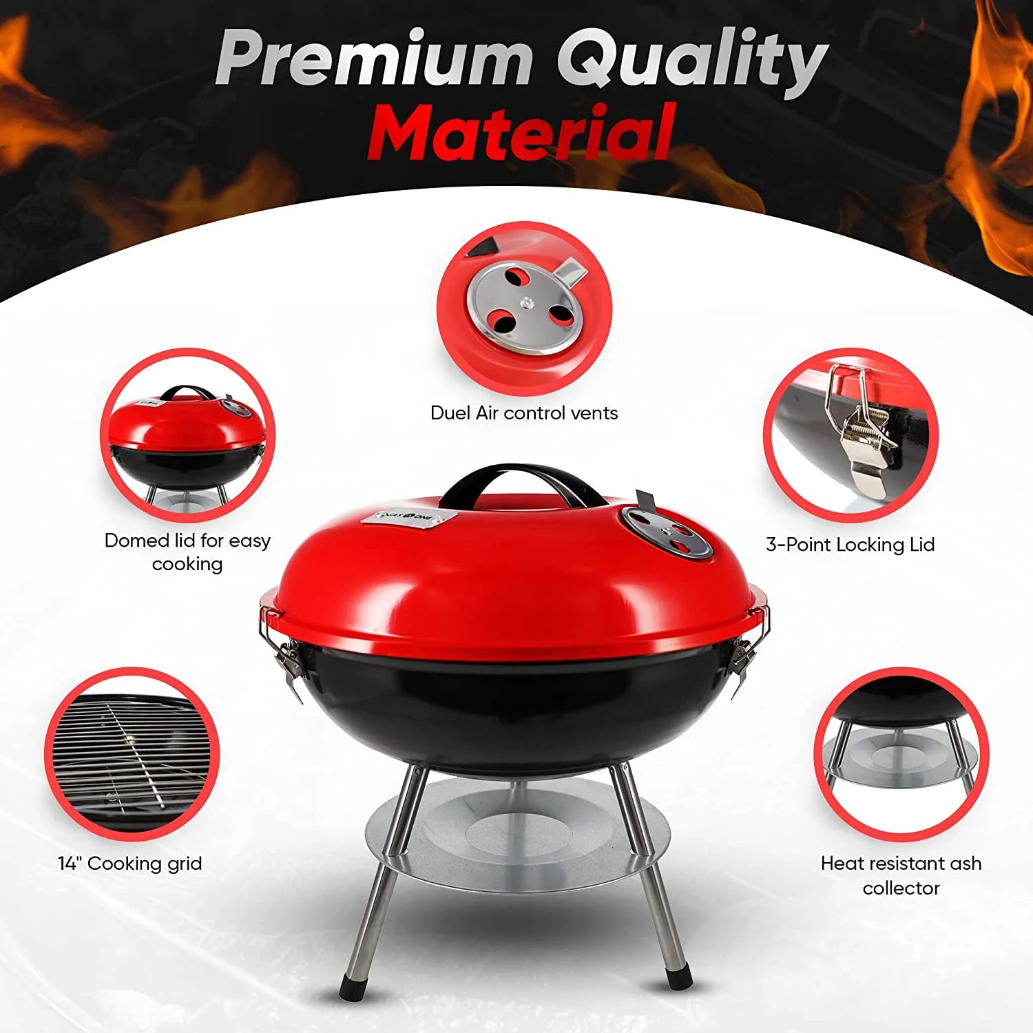 14 Inch Portable Charcoal Grills - Portable Grill - for BBQ