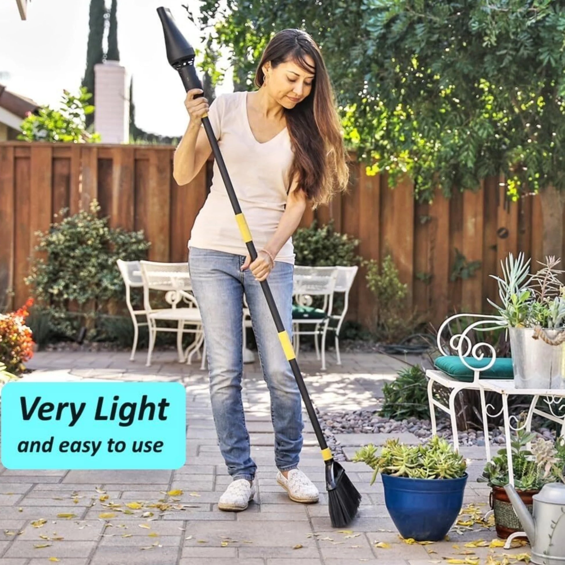 Outdoor Broom with Built-In Lightweight Rechargeable Cordless Leaf Blower | Collapsible Broom for RV, Camping, Deck, Patio or Balcony