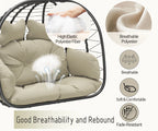 Double Wicker Swing Egg Chair Hammock Foldable Hanging Loveseat with Stand, UV Resistant Removable Cushions, 700LBS Capacity for Bedroom, Balcony (Black and Beige)