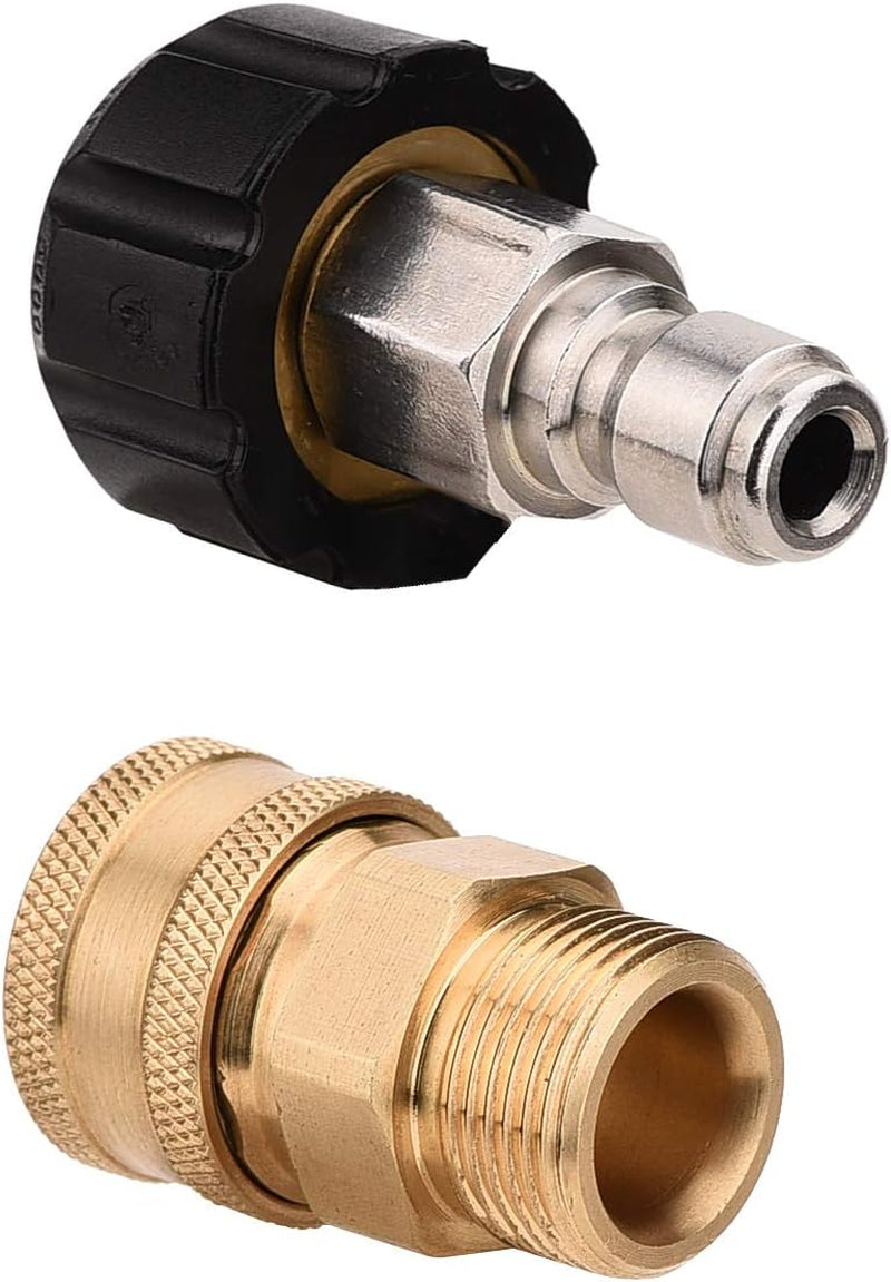 Pressure Washer Adapter Kit, 3/8 in Quick-Connect X M22-15Mm Connections, 5000 PSI Quick-Connect High Pressure Hose Connect Kit