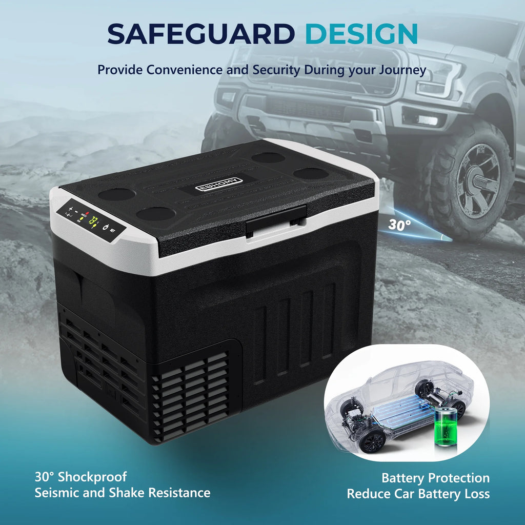 12V RV Refrigerator 32QT with APP & Panel Control, Portable Freezer for Car Truck Camping