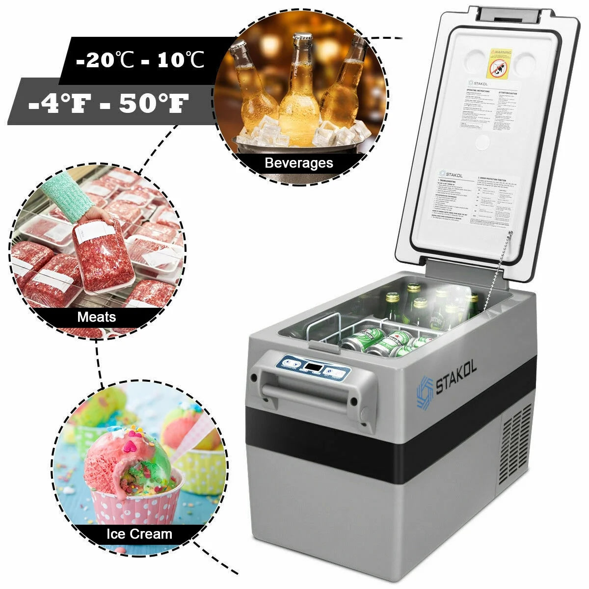 44 Quarts Portable Electric Car Cooler Refrigerator/Freezer Compressor for Rvs Camping