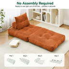 Compact Corduroy Sofa Couch w/ Convertible Futon Sleeper