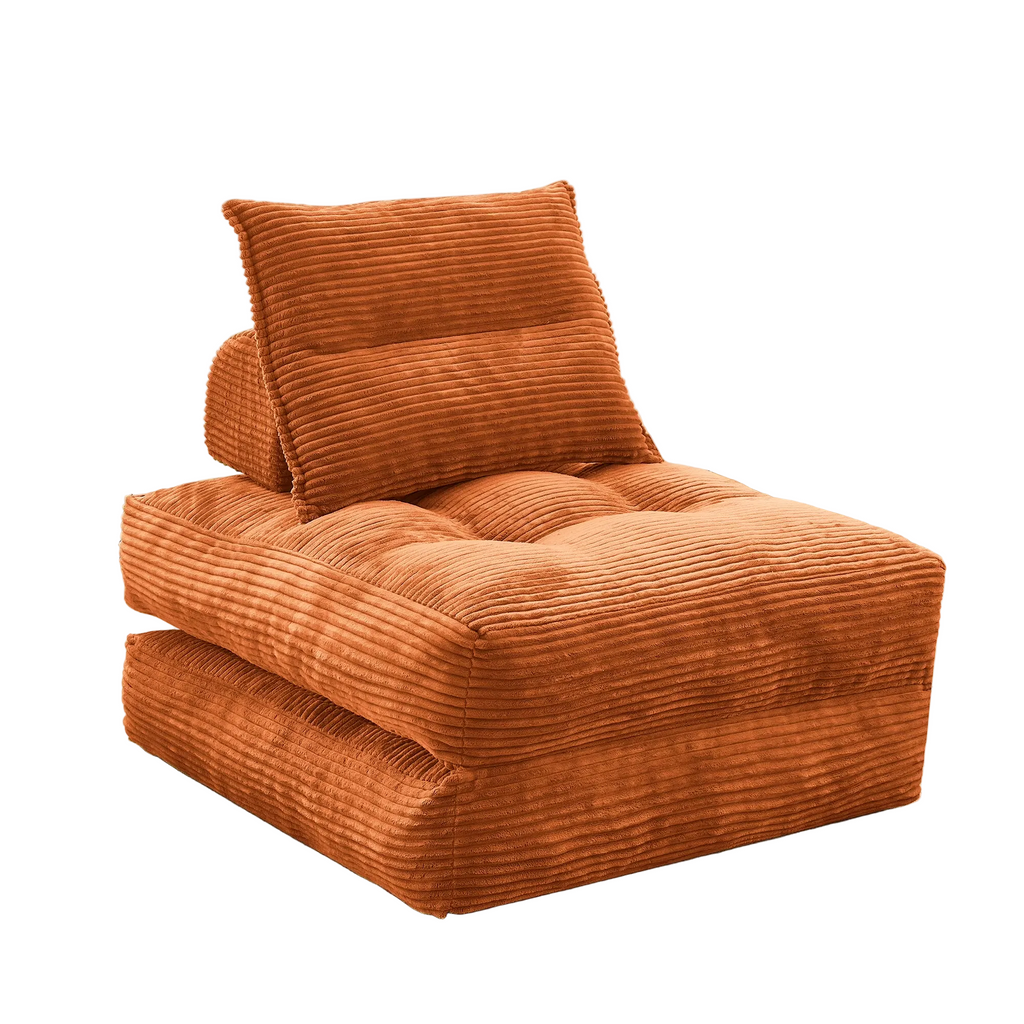 Compact Corduroy Sofa Couch w/ Convertible Futon Sleeper