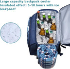 Picnic Backpack for 4 Person with Blanket, Insulated Leakproof Cooler Compartment, Wine Holder, Cutlery Set, Gifts Ideals for Wedding, Housewarming, White Elephant, Bridal Showers(36079-Bl)