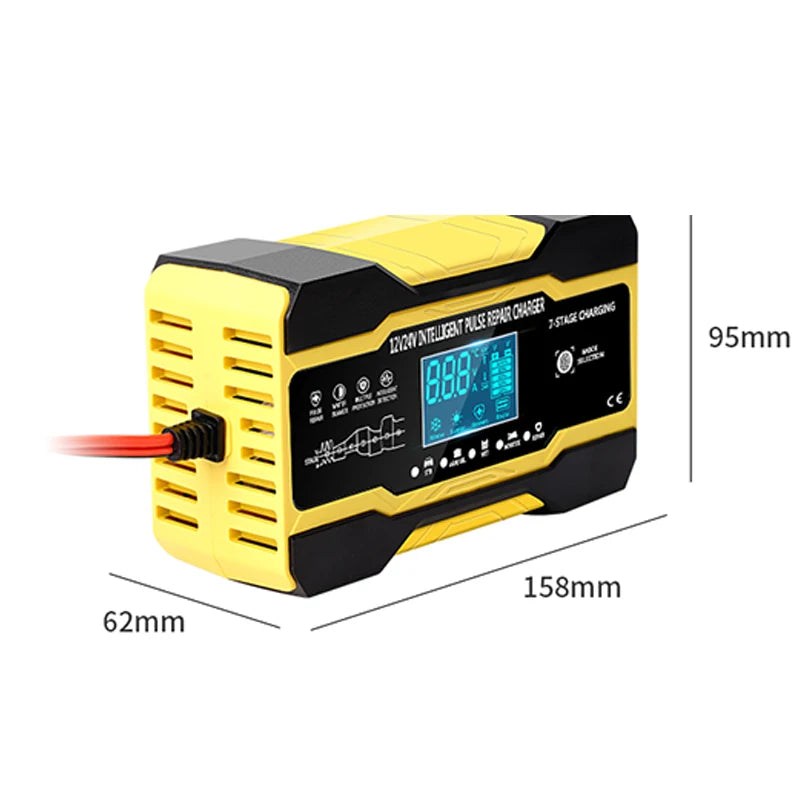Car Battery Charger Smart Battery Charger Car 12V/24V Battery Maintainer for Car Motorcycle Lawn Mower Children'S Toy Car
