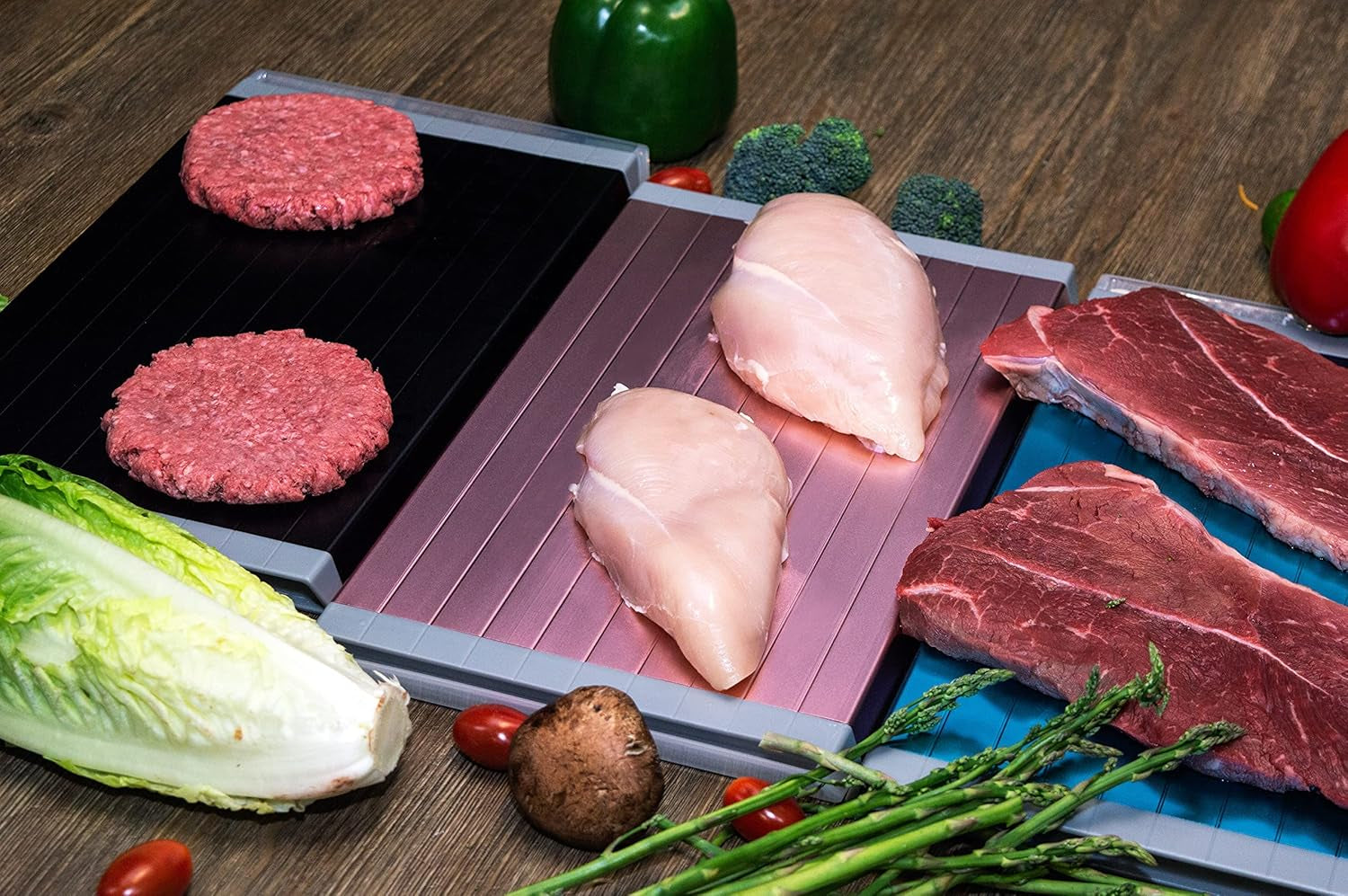 Meat Defroster Tray| BBQ Meat Thawing Tray Large Size| Stylish& Classy Design| Meat Thawing Board | Quick Defrost Tray Thaw Frozen Food, Eco Friendly| Pink