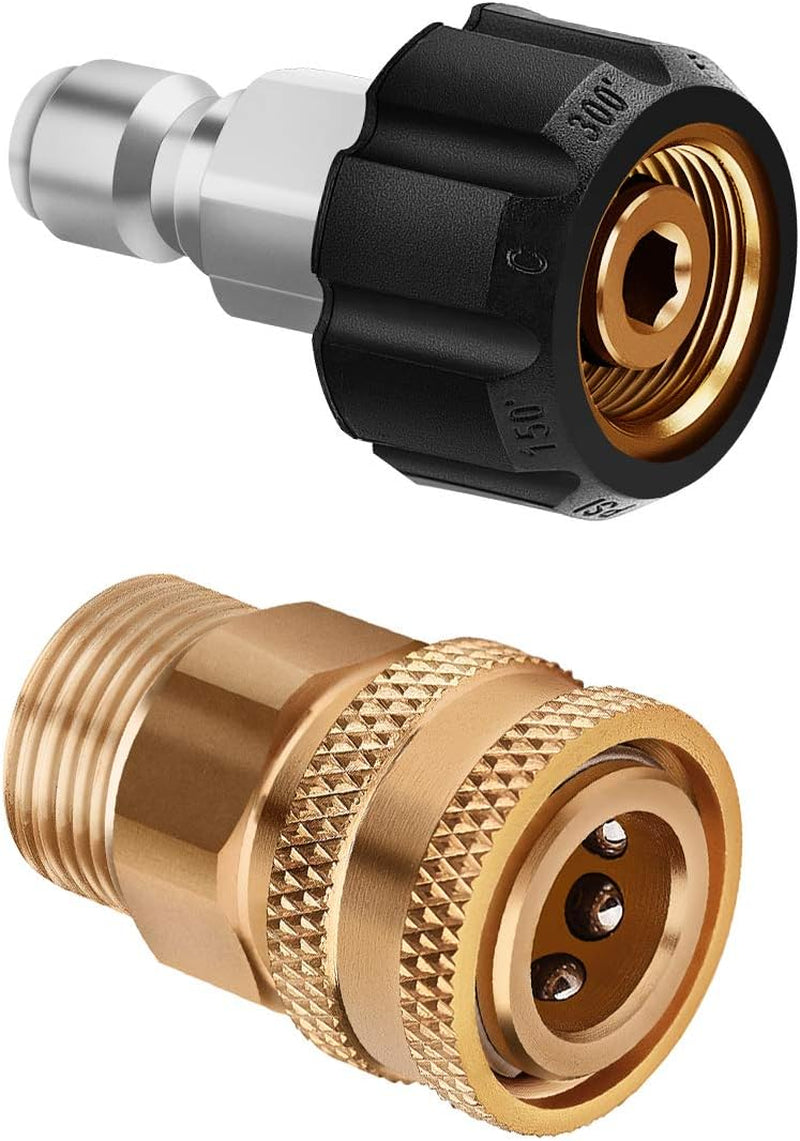 Pressure Washer Adapter Kit, 3/8 in Quick-Connect X M22-15Mm Connections, 5000 PSI Quick-Connect High Pressure Hose Connect Kit