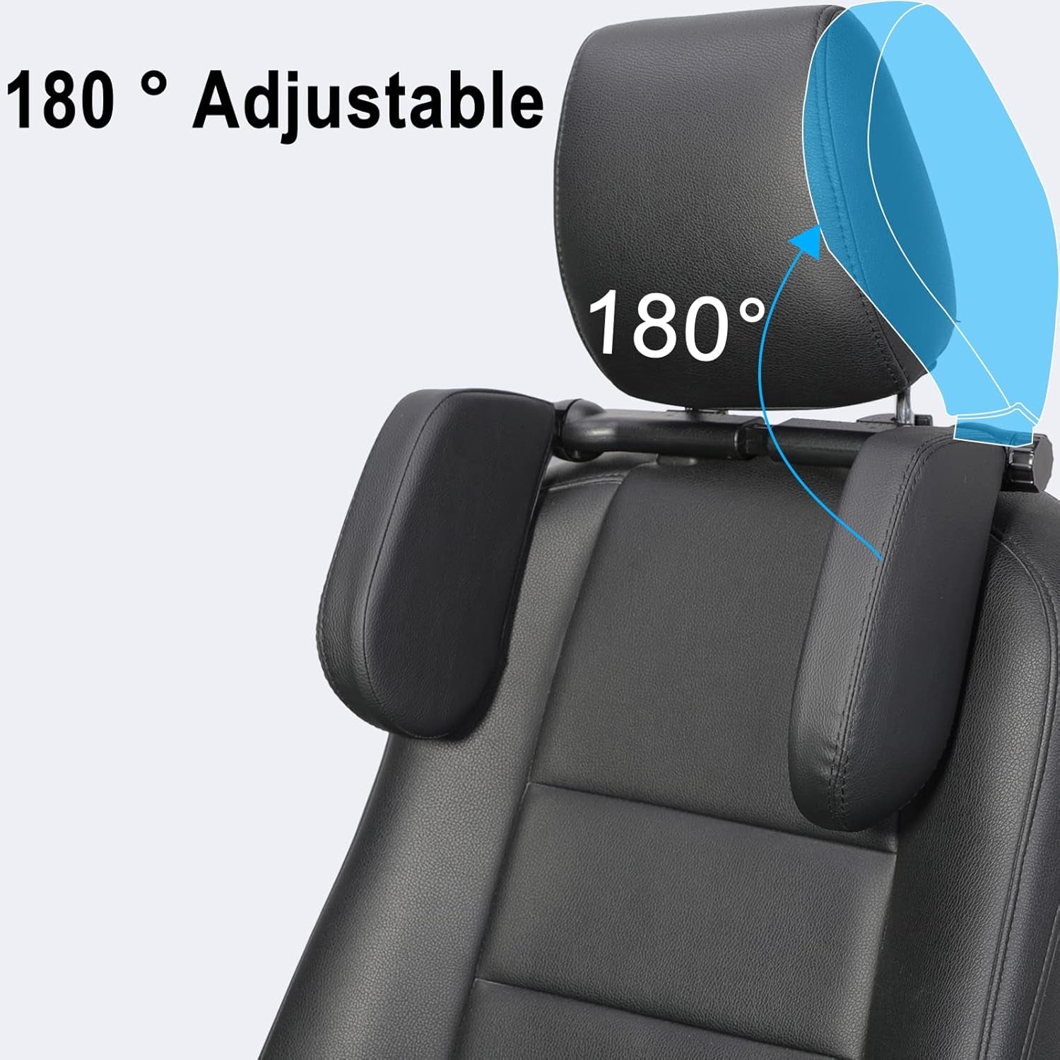 [New Upgraded] Adjustable Car Sleeping Head Support for Kids,  Neck Cushion Headrest, U-Shaped Side Wing Pillow for Children (Black)