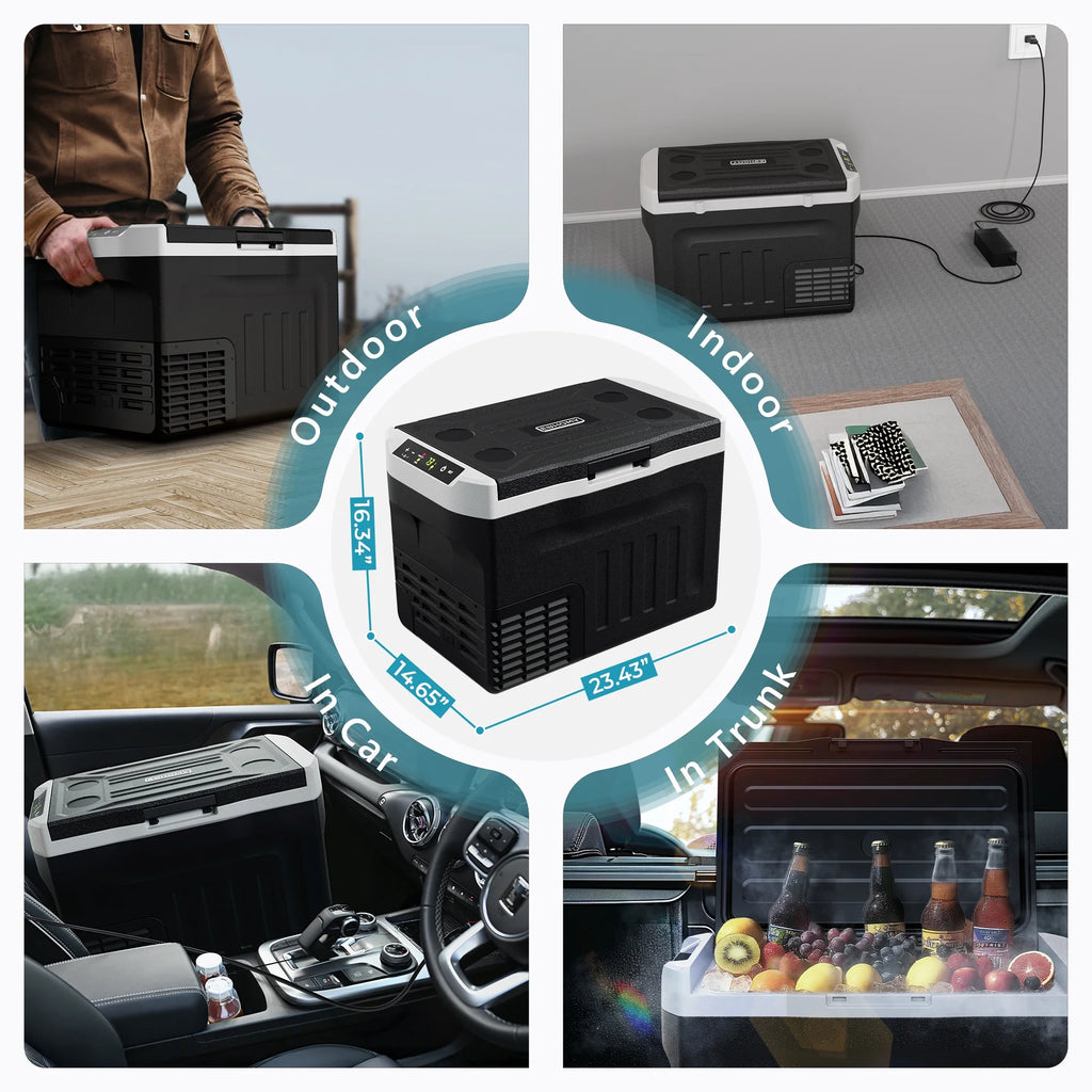 12V RV Refrigerator 32QT with APP & Panel Control, Portable Freezer for Car Truck Camping